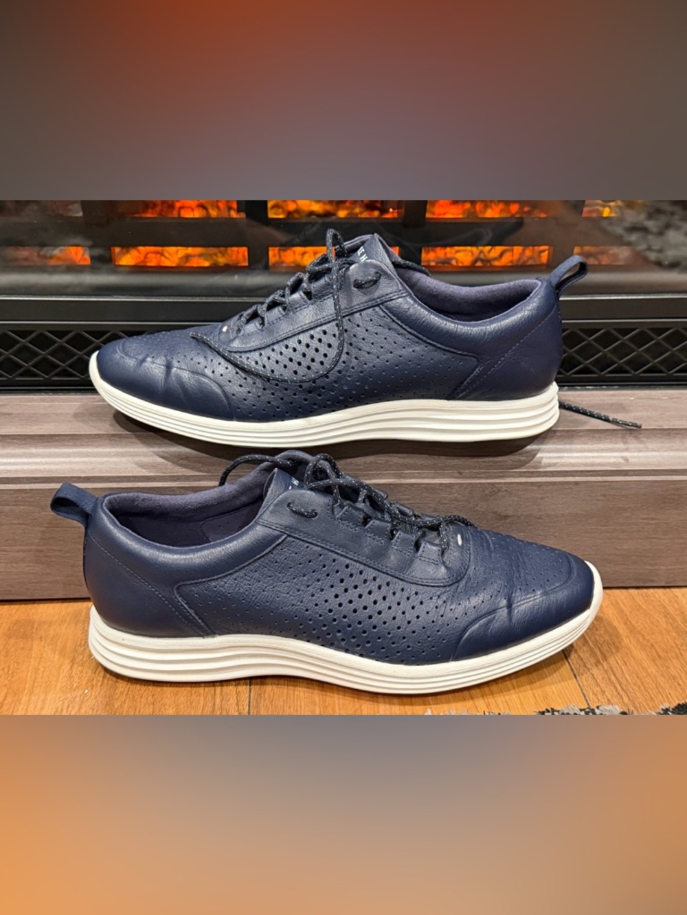 Cole Haan Grand.OS Mens Navy Leather Sneakers Size 8.5